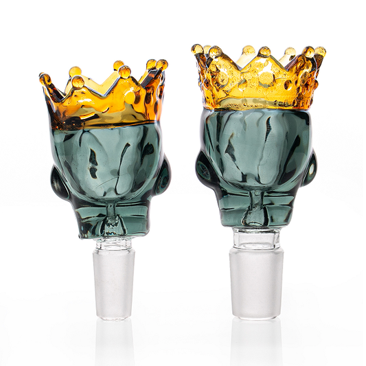 Skull with Crown Glass Bowl, Black