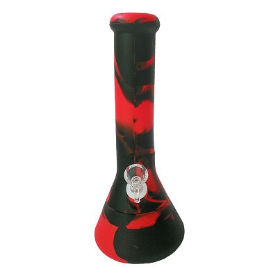 12” Silicone Bong with Glass Bowl Red and black