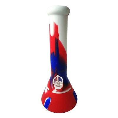 12” Silicone Bong with Glass Bowl rainbow